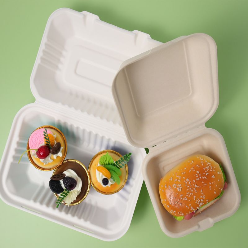 Disposable Food Container Clamshell Bagasse Sugarcane Hamburger Box