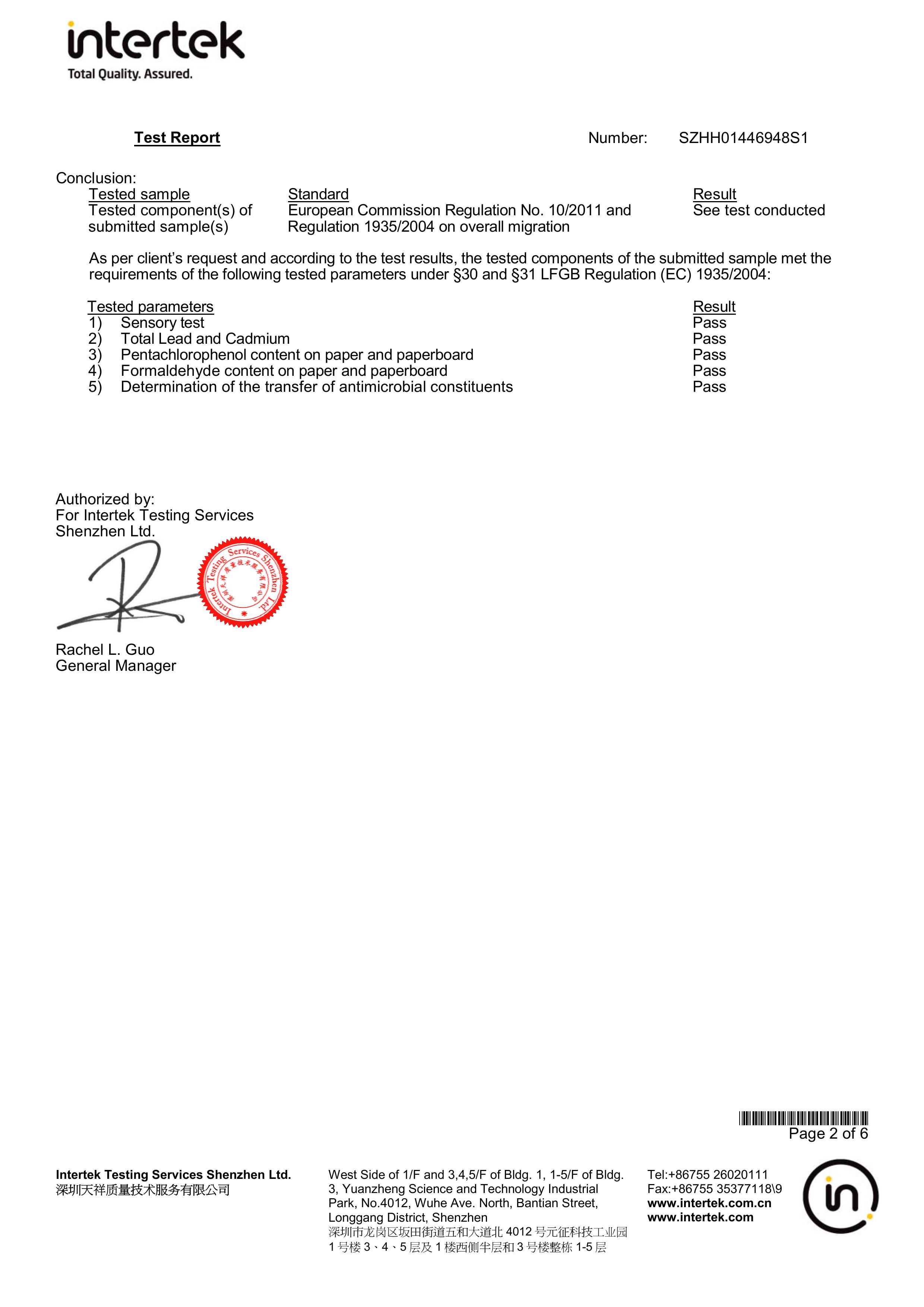 LFGB TEST REPORT