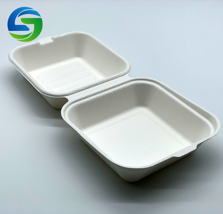 9" X 6" Biodegradable & Compostable Bagasse Food Box-Takeaway Laptop Box 