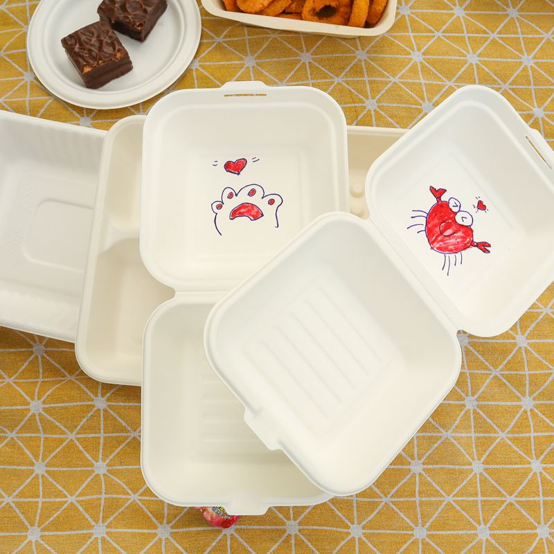 6x6x3 Eco-Friendly Disposable Takeout Box / Burger Box (500 Count