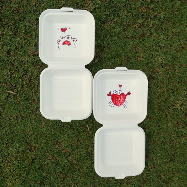 Biodegradable Take out Boxes 6 inch Sugarcane Bagasse Burger Box