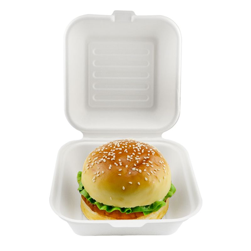 Hamburger Container Box,Sugarcane Bagasse Bento box, Disposable Biodegradable Box